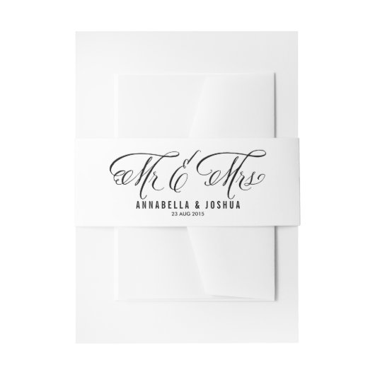 Zwarte meneer en mevrouw Rustic Calligraphy Trouwe Uitnodigingen Wikkel (Voorkant Voorbeeld)