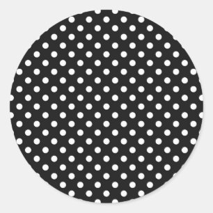 Zwarte met wit stip ronde sticker