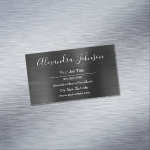 Zwarte Metallic Folie Modern en Elegant Magnetisch Visitekaartje