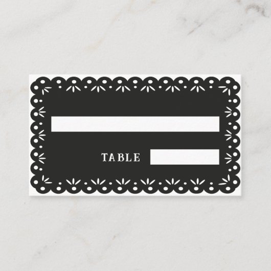 ZWARTE MEXICAANSE PAPEL PICADO place card Plaatskaartje (Voorkant)