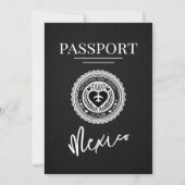 Zwarte Mexico Passport Wedding Kaart (Achterkant)