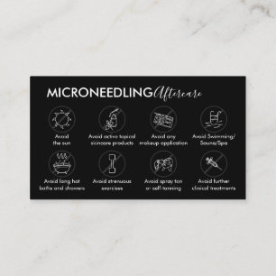 Zwarte Microneedling Nazorg Poster Instructie Visitekaartje