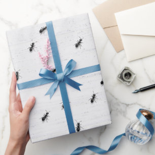 Zwarte Mieren op Gewit Hout Cadeaupapier