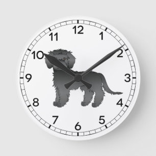Zwarte Mini Goldendoodle Schattige Cartoon Hond Ronde Klok