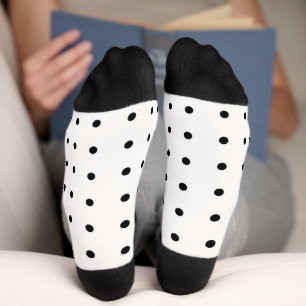 Zwarte Mini Polka Dots op White Sokken