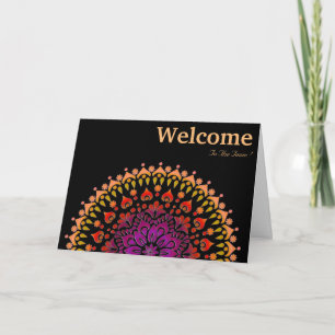 Zwarte Minimaal Mandala Welkomst Wenskaart Kaart