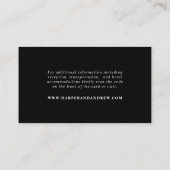 Zwarte minimale bruiloft QR-code website Informatiekaartje (Achterkant)
