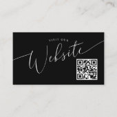 Zwarte minimale bruiloft QR-code website Informatiekaartje (Voorkant)
