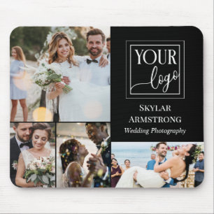 Zwarte minimale fotograaf voor uw Logo fotocollage Muismat