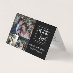 Zwarte minimale fotograaf voor uw Logo fotocollage Visitekaartjes