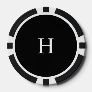 Zwarte Minimale Moderne Elegante Monogram Poker Chips