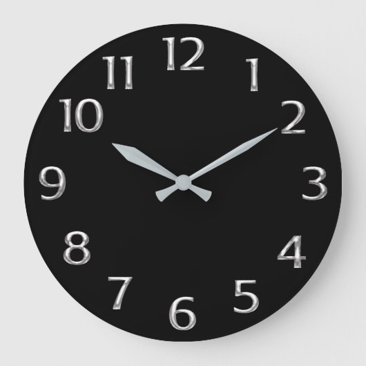 Zwarte minimale zilvergrijze Arabische cijfers Grote Klok (Voorkant)