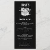 Zwarte minimalistische 50e verjaardag menu (Voorkant)