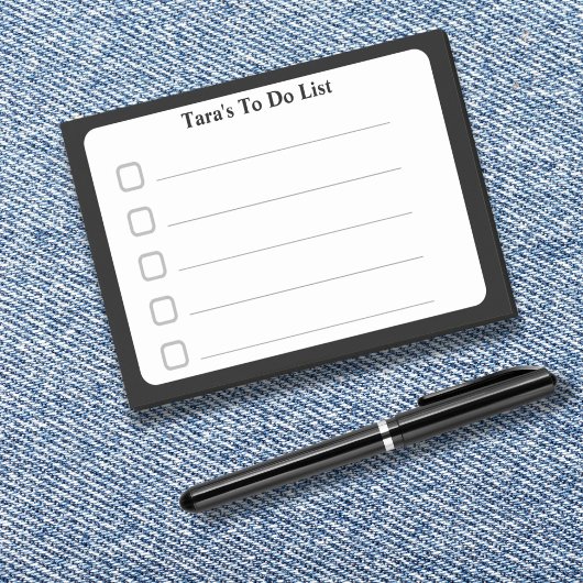 Zwarte minimalistische aangepaste naam om te doen post-it® notes