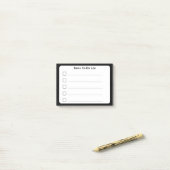 Zwarte minimalistische aangepaste naam om te doen post-it® notes (Op bureau)