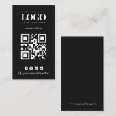 Zwarte minimalistische aangepaste QR-code voor Log Visitekaartje (Voorkant / Achterkant)