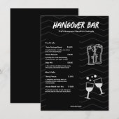 Zwarte Minimalistische Bar Drink  Menu (Voorkant / Achterkant)