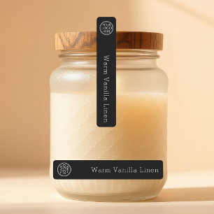 Zwarte Minimalistische Dunne Kaars Logo Zegellabel Labels