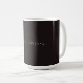 Zwarte minimalistische eigen naam koffiemok (Voorkant rechts)