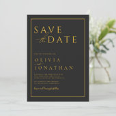 Zwarte Minimalistische Elegante Bruiloft Save The Date (Staand voorkant)