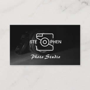 Zwarte Minimalistische Fotostudio Zakelijke Kaart Visitekaartje