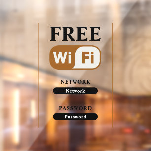 Zwarte Minimalistische Gratis Wifi Metaal Raamsticker