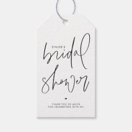 Zwarte Minimalistische Handgeschreven Script Bruid Cadeaulabel