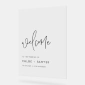 Zwarte minimalistische handgeschreven script bruil acryl bord (Hoek)