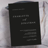 Zwarte minimalistische moderne legante bruiloft kaart