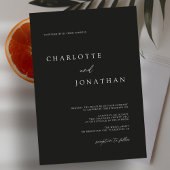 Zwarte minimalistische moderne legante bruiloft kaart