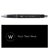 Zwarte Minimalistische Moderne Monogram Pen