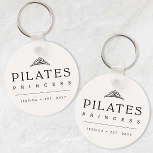 Zwarte Minimalistische Persoonlijke Pilates Prinse Sleutelhanger