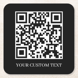 Zwarte Minimalistische QR Aangepast Scan Me Ontw Vierkante Kartonnen Onderzetter