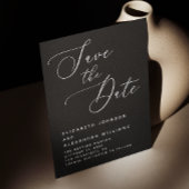 Zwarte Minimalistische Trouwdag | Elegante Moderne Save The Date