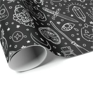 Zwarte-modderpatroon voor halloween-party cadeaupapier