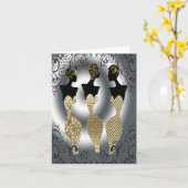 Zwarte Mode in Goud Kaart (Gele Bloem)