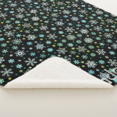 Zwarte Modern Chic Elegant Snowflakes Aangepaste n Sherpa Deken (3/4)