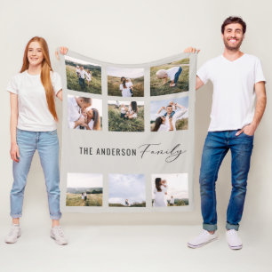 Zwarte moderne 9 foto waterverf botanische florale fleece deken