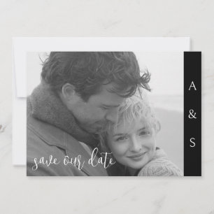 Zwarte Moderne Eenvoud B/W Foto Horizontaal Save The Date