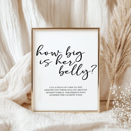 Zwarte Moderne Eenvoudige Script Baby Shower Spel Poster