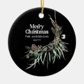 Zwarte moderne elegante waterverf botanisch keramisch ornament (Voorkant)