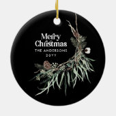 Zwarte moderne elegante waterverf botanisch keramisch ornament (Achterkant)