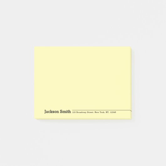 Zwarte moderne, gepersonaliseerde minimalistische post-it® notes (Voorkant)