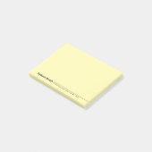 Zwarte moderne, gepersonaliseerde minimalistische post-it® notes (Schuin)