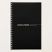 Zwarte moderne, gepersonaliseerde naamplanner met  planner (Voorkant)