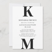 Zwarte Moderne Krappe Monogram Rehearsal Brunch Kaart (Voorkant)