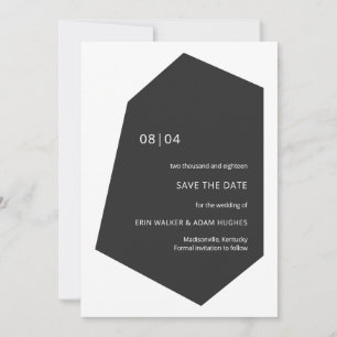 Zwarte, moderne, minimale Initialen Geo Gemstone Save The Date