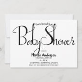 Zwarte moderne minimalistische babyshower-feestje kaart (Voorkant)