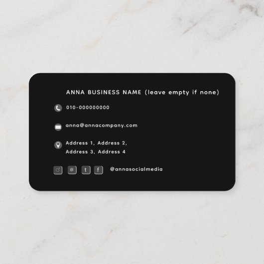 Zwarte, moderne, minimalistische, eenvoudige QR-co Visitekaartje (Achterkant)