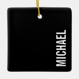 Zwarte Moderne Minimalistische Gepersonaliseerde N Keramisch Ornament
